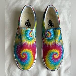 VANS Tie Dye "Rainbow Spirals" Slip On Sneakers~Men's 7/Women's 8.5